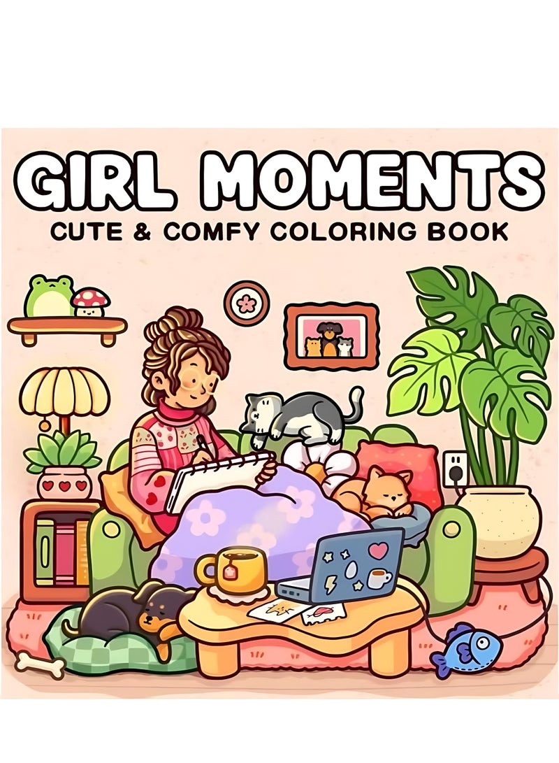 CLAVON Girl Moments + Little Corner + Cozy Cuties 3-Book Set: Mindfulness Coloring Books for Adults, Kids & Teens – Cute & Cozy Daily Activities & Nordic Hygge Spaces, Super Cute Designs, Stress-Relief Art Therapy & Family Bonding Activity (Cozy Spaces Collection) - Image 2